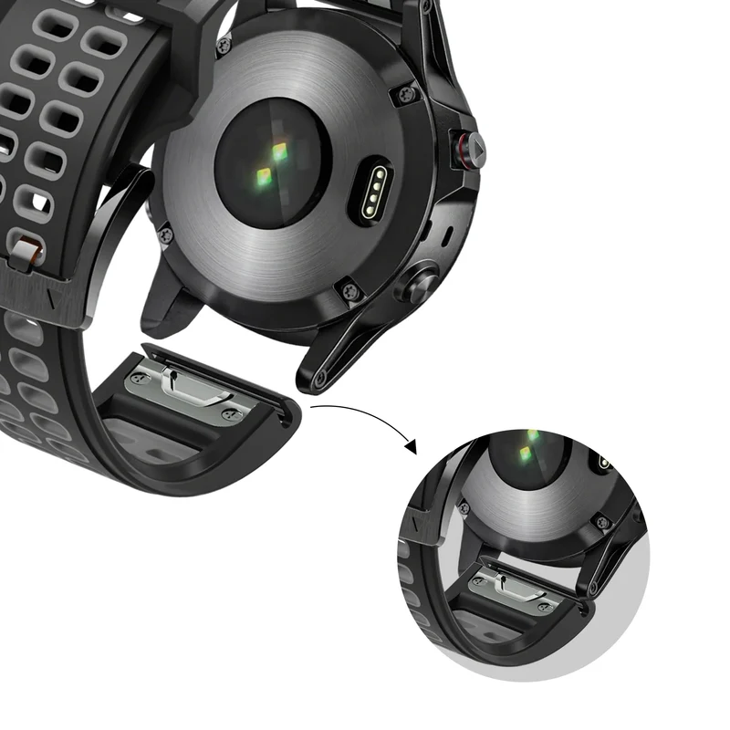 Bandz Garmin Fenix 9 - 47mm Dual Sport Schnallenarmband (Schwarz/Grau)