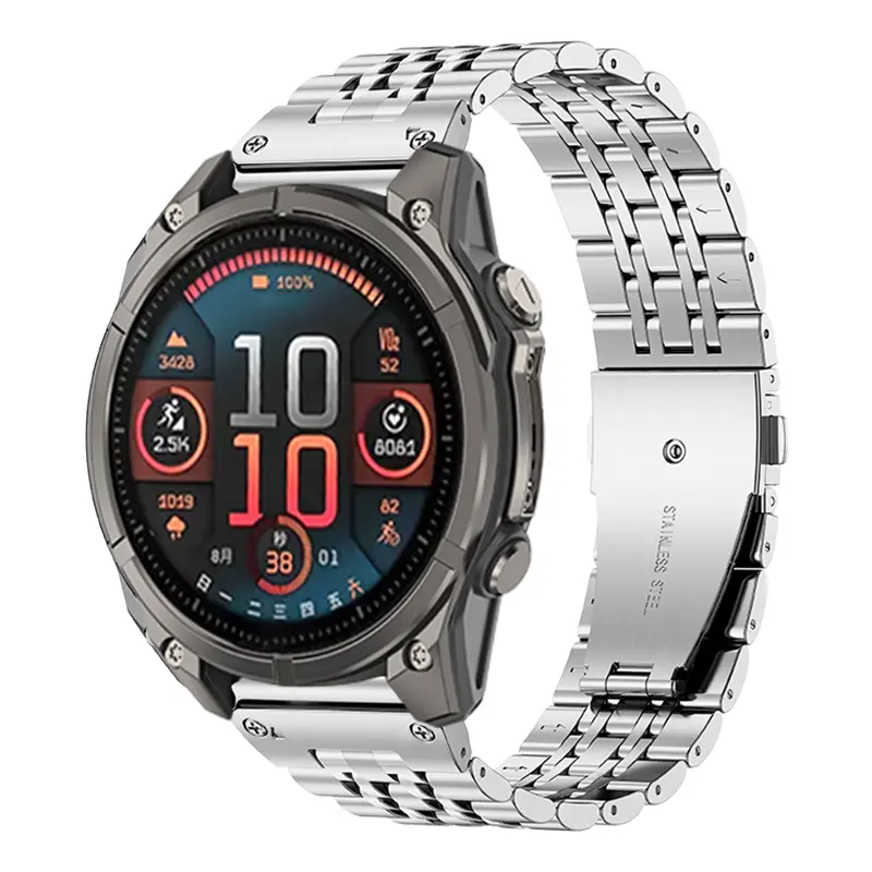 Garmin Instinct 2x Premium '7 Bead' Stahlarmband (Silber)