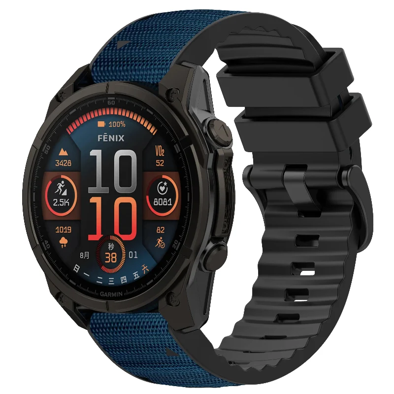 Garmin Tactix 7 Hybrid Nylon Armband (Dunkelblau)