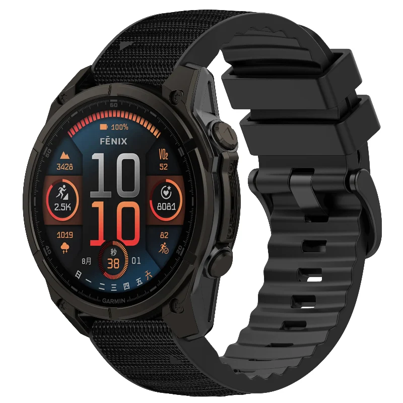 Garmin Tactix 7 Pro Hybrid Nylon Armband (Schwarz)