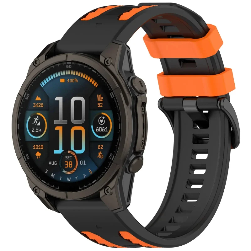 Garmin Fenix 9 Pro - 47mm Sport Grain Armband (Schwarz/Orange)