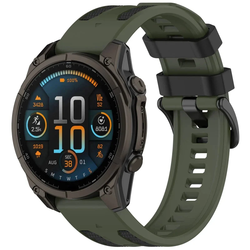 Garmin Quatix 8 - 47mm Sport Grain Armband (Armeegrün/Schwarz)