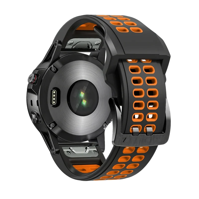 Bandz Garmin Fenix 9 - 47mm Dual Sport Schnallenarmband (Schwarz/Orange)
