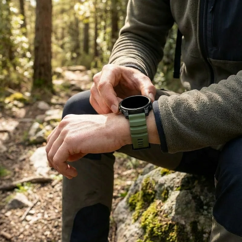Garmin Fenix 9 Pro - 47mm Trail Silikonarmband (Dunkelgrün)