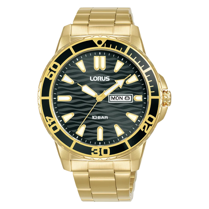 Lorus Sports RH362AX9 Herrenuhr Schwarz • Mineralglas • 10 bar wasserdicht