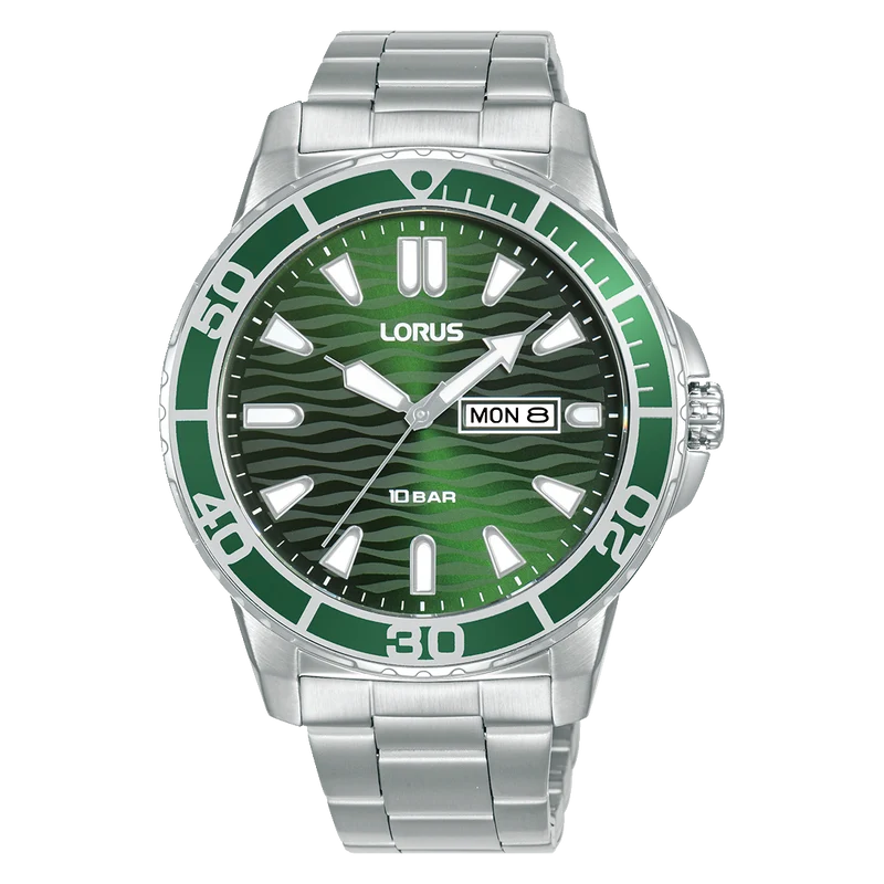 Lorus Sports RH359AX9 Herrenuhr Dunkelgrün • Mineralglas • 10 BAR Wasserdicht
