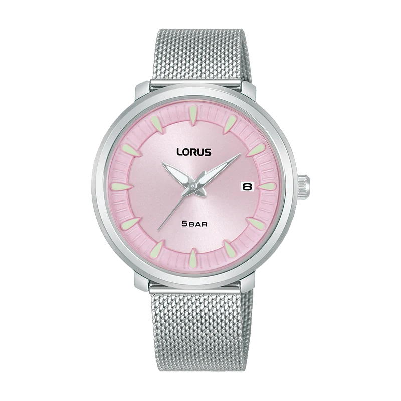 Lorus RG807DX9 Damenuhr Rosa • Mineralglas • Edelstahl-Mesharmband