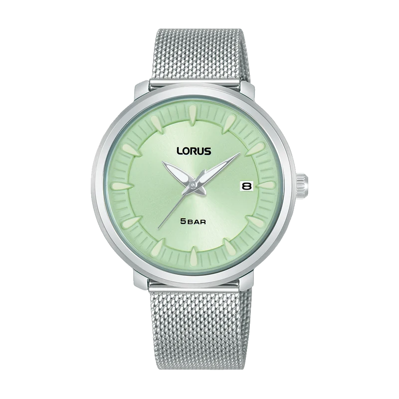 Lorus RG805DX9 Damenuhr Hellgrün • Mineralglas • Edelstahl-Mesharmband