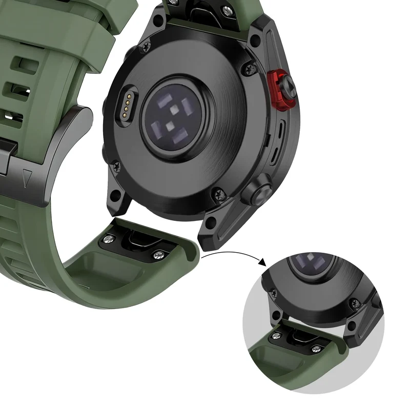 Bandz Garmin Fenix 9 Pro - 51mm Silikonarmband 'Classic' (Armeegrün)