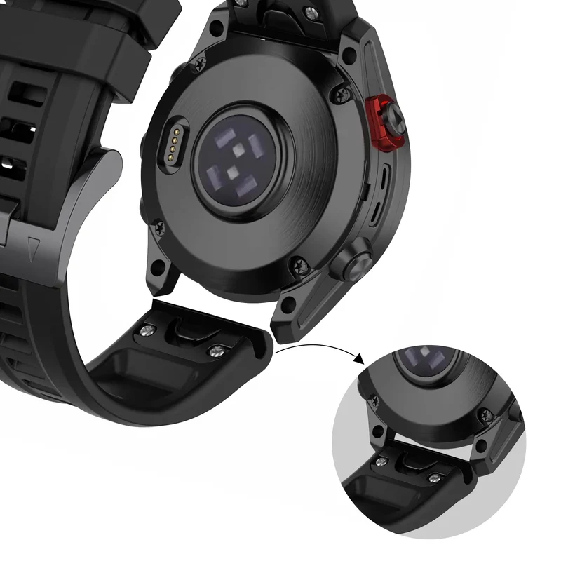 Bandz Garmin Fenix 9 - 51mm Silikonarmband 'Classic' (Schwarz)
