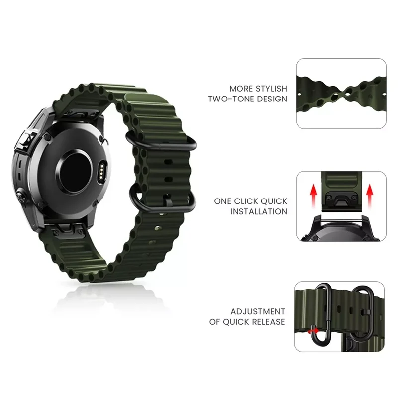 Garmin Fenix 9 - 51mm Ocean Armband (Armeegrün)
