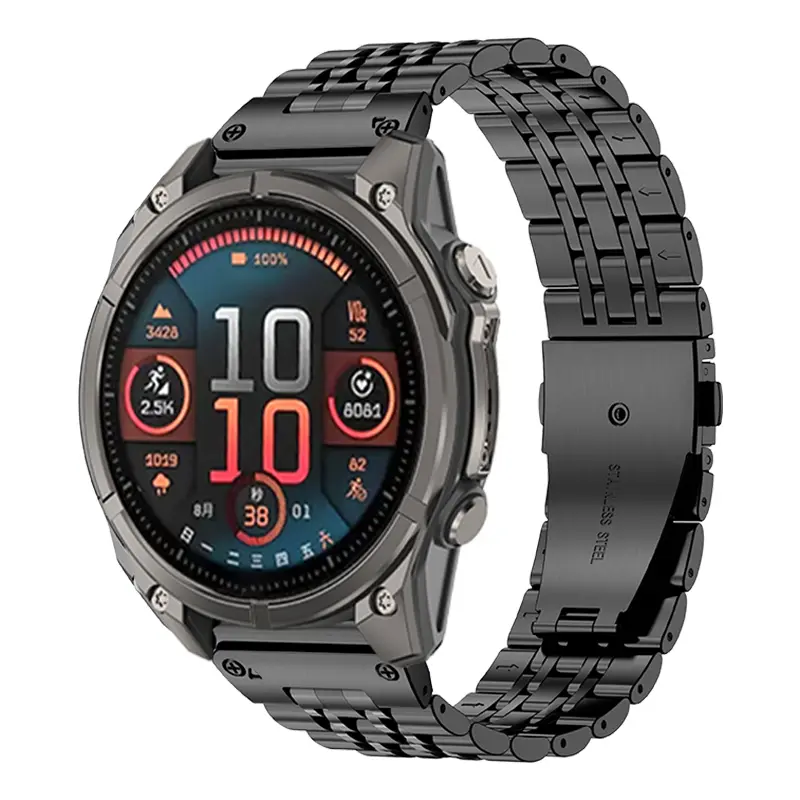Garmin Instinct 2x Premium '7 Bead' Stahlarmband (Schwarz)