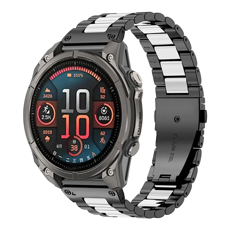 Garmin Instinct 2x Premium Stahlarmband (Schwarz/Silber)