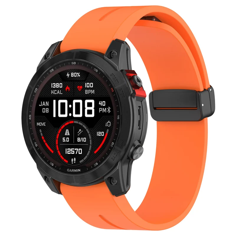 Garmin Fenix 9 Pro - 51mm D-Schnalle Silikonarmband (Orange)
