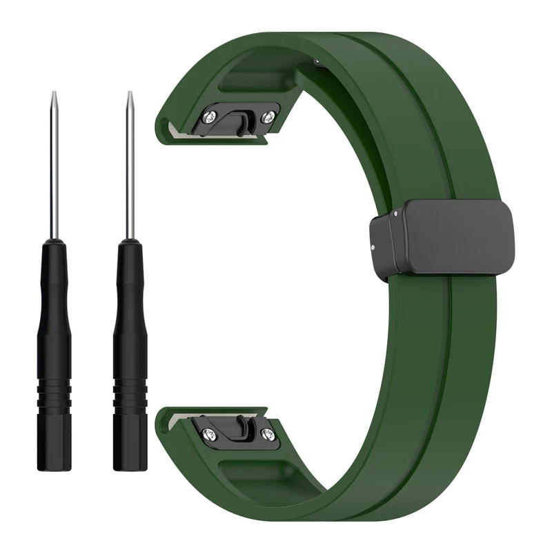 Garmin Fenix 9 Pro - 51mm D-Schnalle Silikonarmband (Armeegrün)