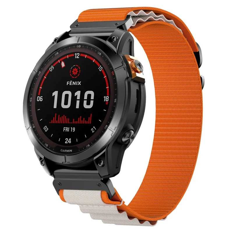Garmin Fenix 9 Pro - 51mm Alpine Nylon Armband (Orange/Beige)