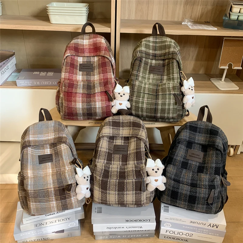 Gemütlicher Karomuster Rucksack Karnz