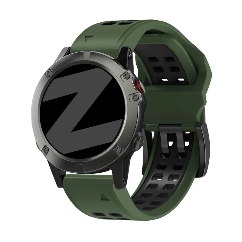 Bandz Garmin Fenix 9 - 51mm Dual Sport Schnallenarmband (Armeegrün/Schwarz)