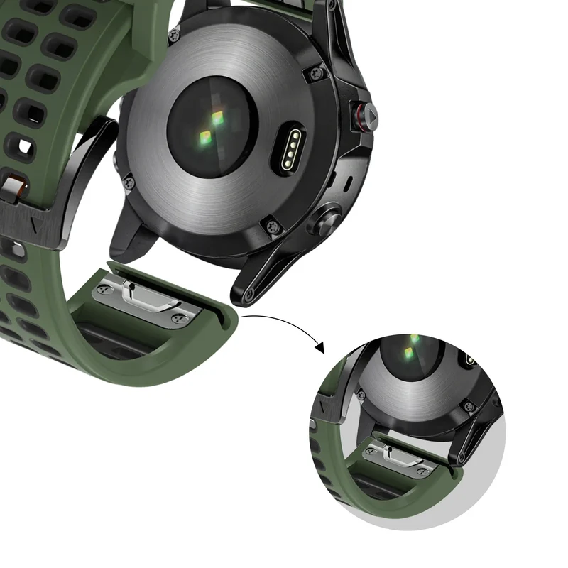 Bandz Garmin Fenix 9 - 51mm Dual Sport Schnallenarmband (Armeegrün/Schwarz)