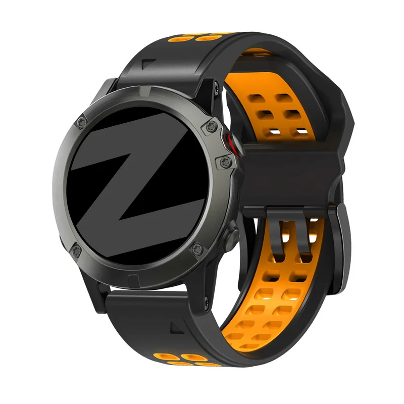 Bandz Garmin Fenix 9 - 51mm Dual Sport Schnallenarmband (Schwarz/Orange)