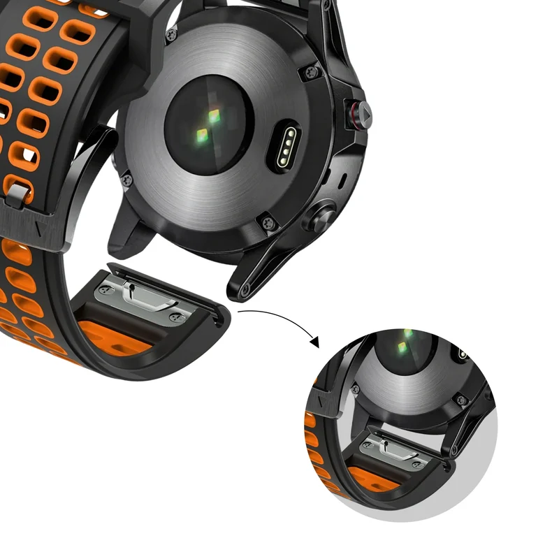 Bandz Garmin Fenix 9 - 51mm Dual Sport Schnallenarmband (Schwarz/Orange)