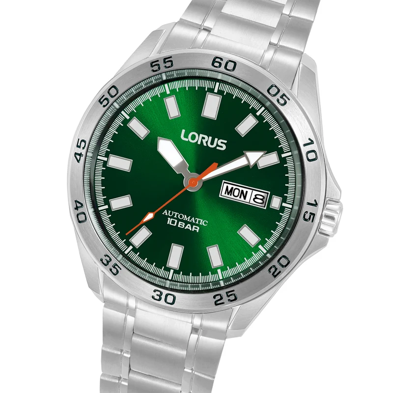 Lorus Classic RL423CX9 Herren Armbanduhr • Automatikwerk mit Datum & Tag • Dunkelgrünes Zifferblatt