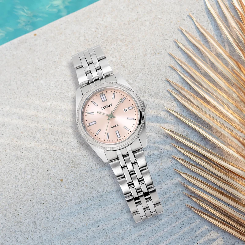 Lorus Classic RJ277BX9 Damenuhr Rosa • Mineralglas • Edelstahlarmband