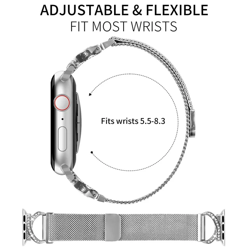 Mega Zäh Apple Smartwatch Metall Und Strass Universell Armband