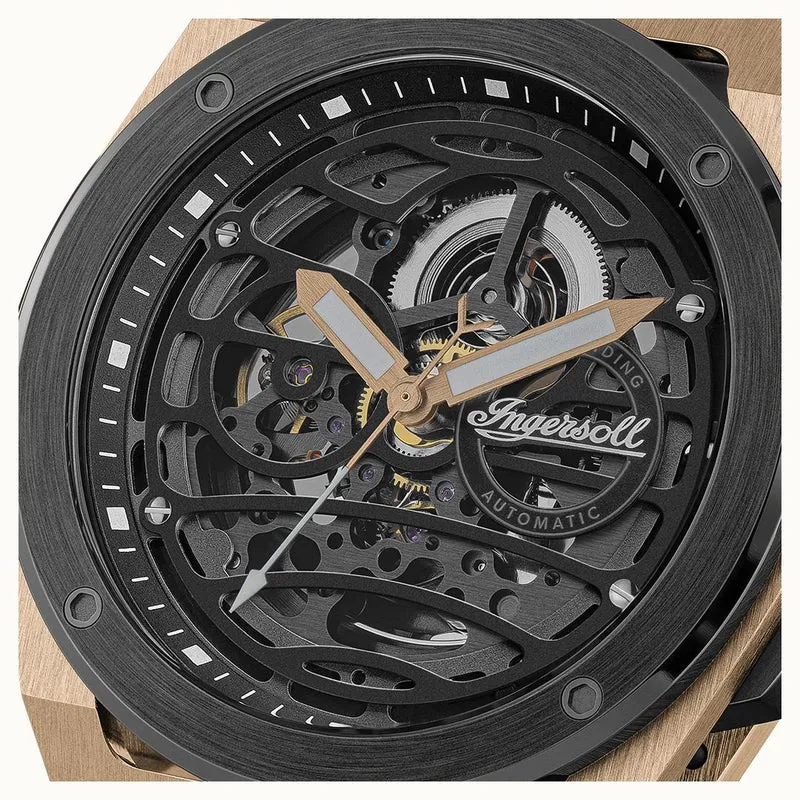 Ingersoll The Springfield I15202 Herrenuhr Schwarz • Automatikwerk • Skelett-Zifferblatt