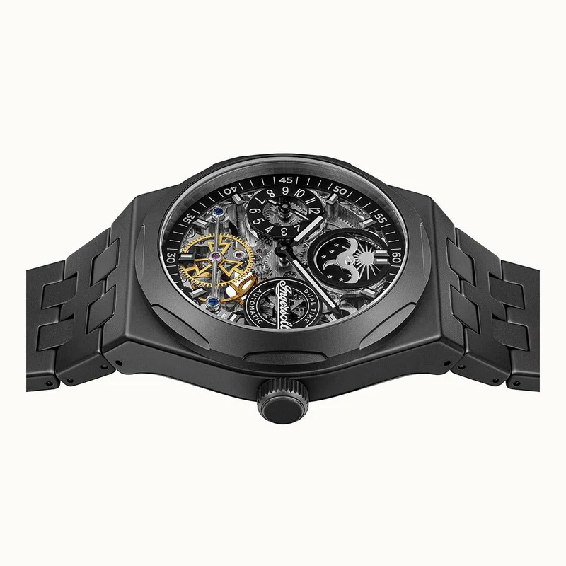 Ingersoll The Broadway I15102 Herrenuhr Schwarz • Keramik-Automatikuhr • Dual Time