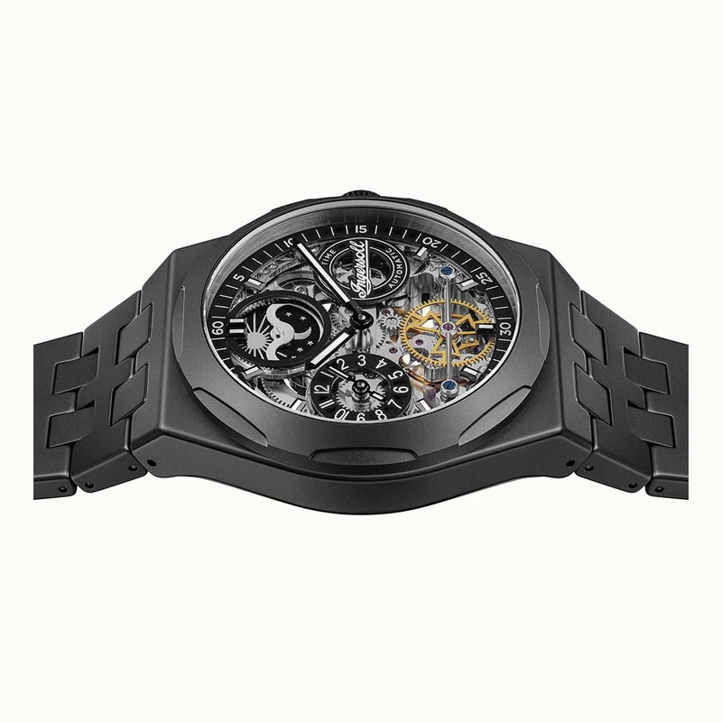 Ingersoll The Broadway I15102 Herrenuhr Schwarz • Keramik-Automatikuhr • Dual Time