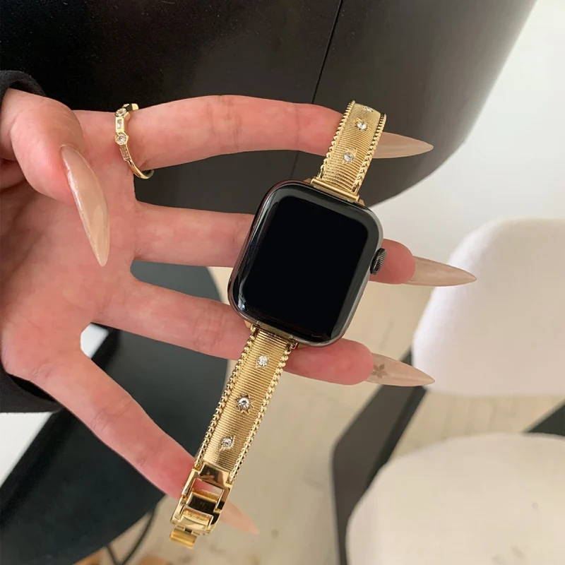 Haltbar Apple Smartwatch Metall Und Strass Universell Armband