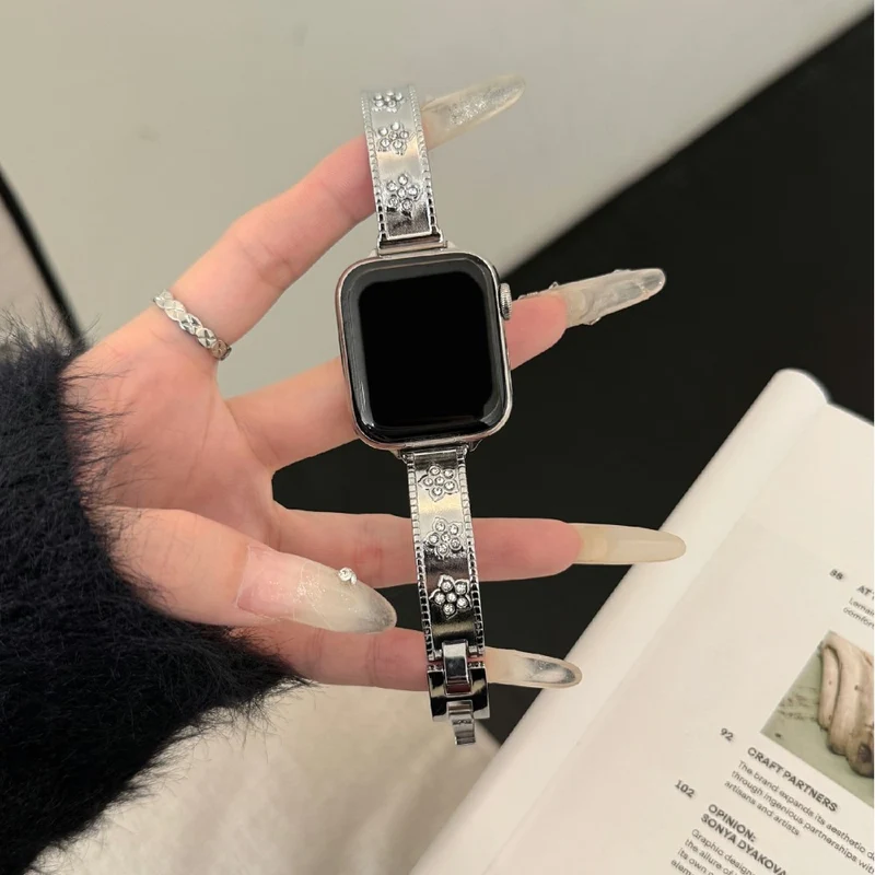 Auffallend Süß Apple Smartwatch Metall Und Strass Universell Armband