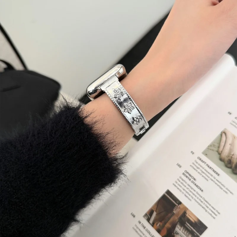 Auffallend Süß Apple Smartwatch Metall Und Strass Universell Armband