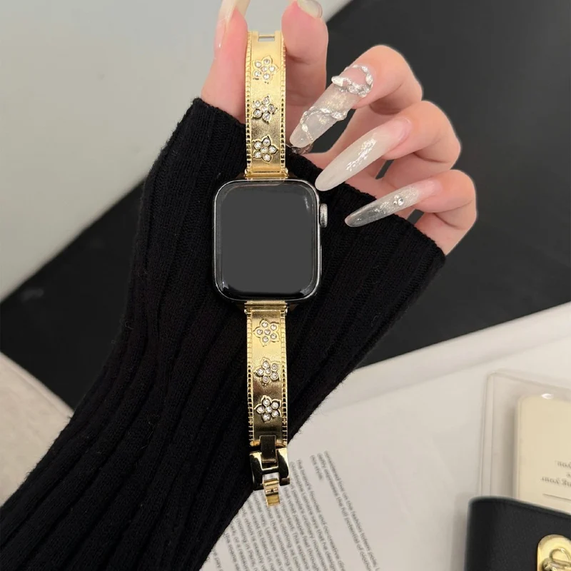 Auffallend Süß Apple Smartwatch Metall Und Strass Universell Armband