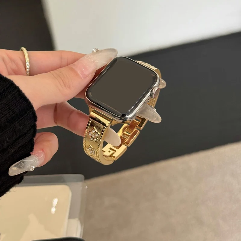 Auffallend Süß Apple Smartwatch Metall Und Strass Universell Armband