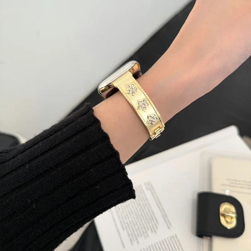 Auffallend Süß Apple Smartwatch Metall Und Strass Universell Armband