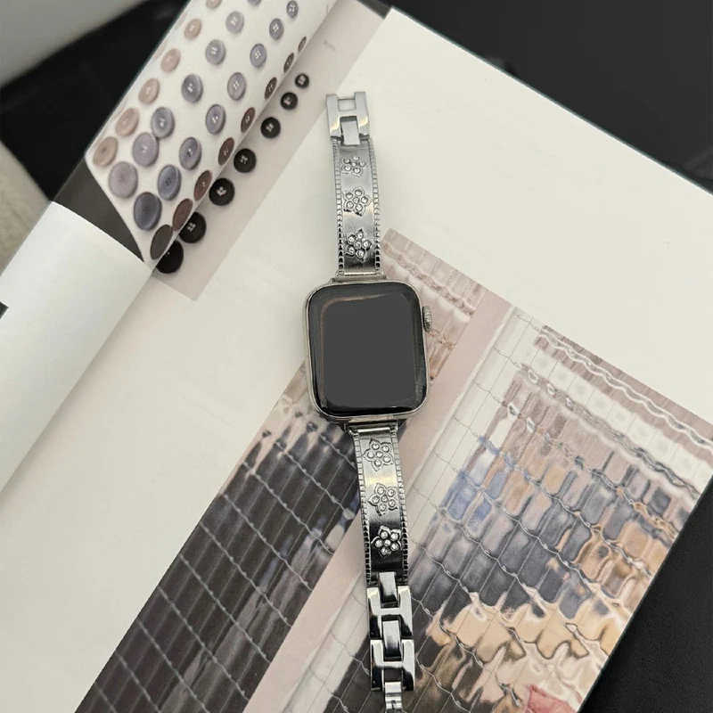 Unglaublich Modisch Apple Smartwatch Metall Und Strass Universell Armband