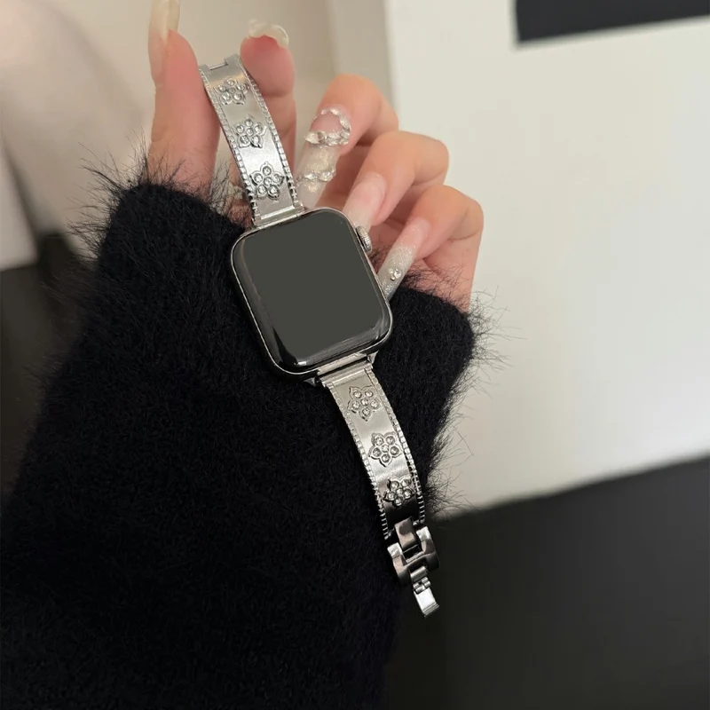 Unglaublich Modisch Apple Smartwatch Metall Und Strass Universell Armband