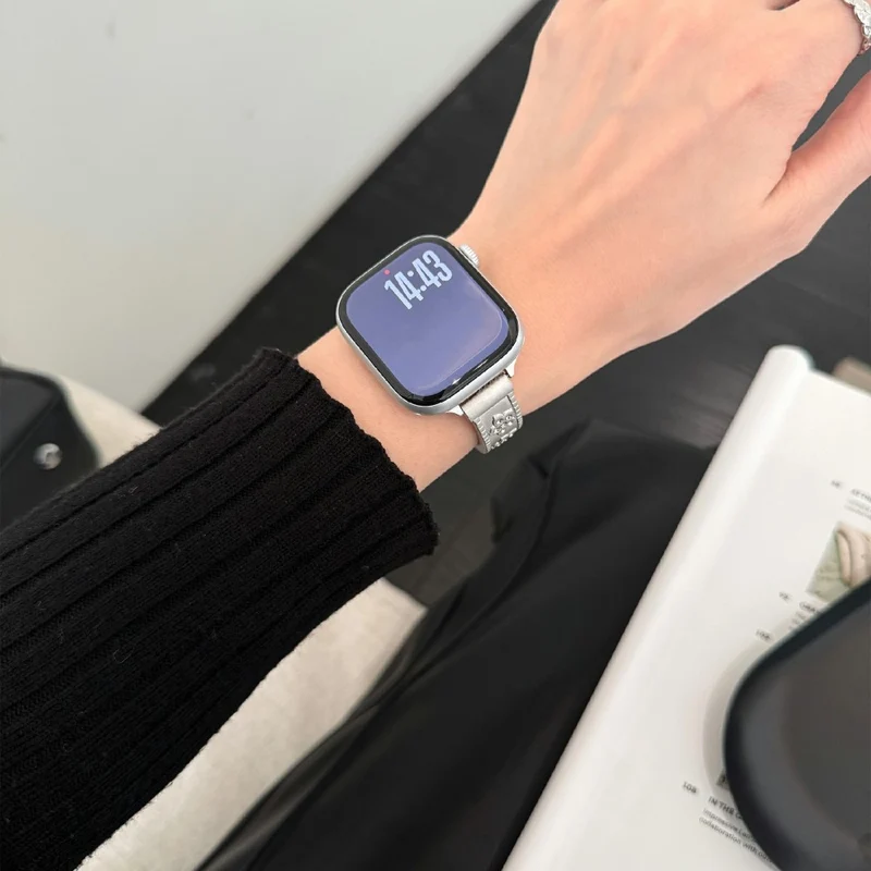 Unglaublich Modisch Apple Smartwatch Metall Und Strass Universell Armband