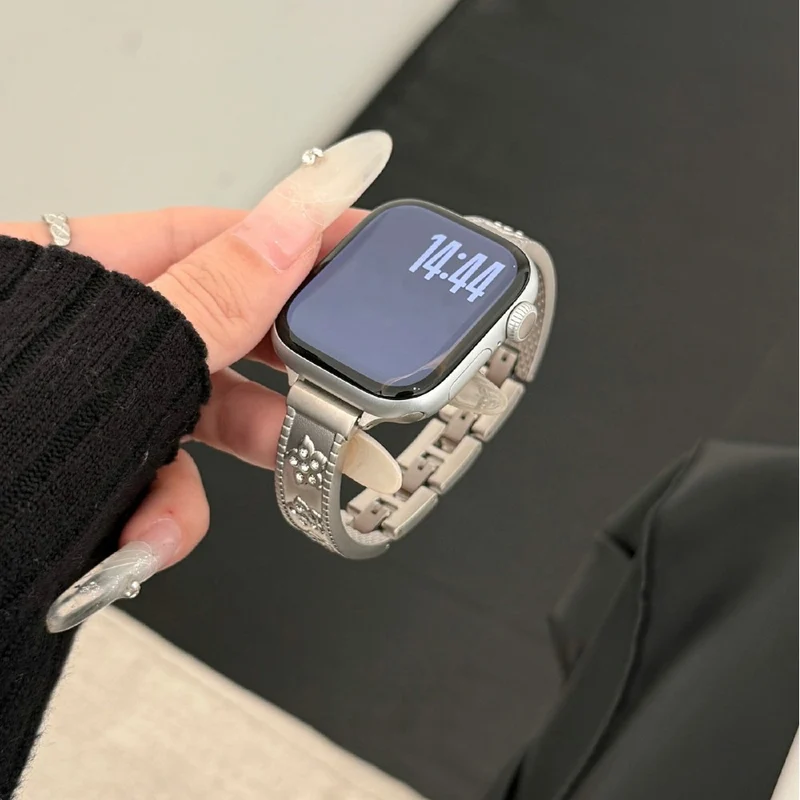 Unglaublich Modisch Apple Smartwatch Metall Und Strass Universell Armband