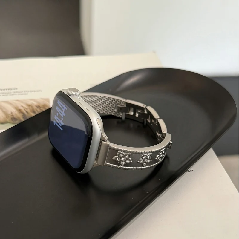 Unglaublich Modisch Apple Smartwatch Metall Und Strass Universell Armband