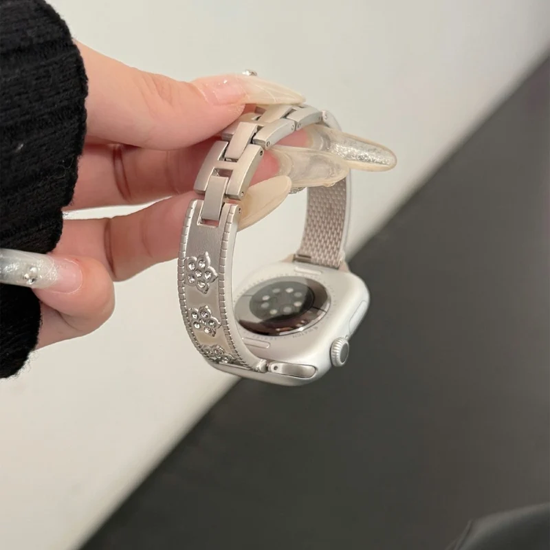 Unglaublich Modisch Apple Smartwatch Metall Und Strass Universell Armband