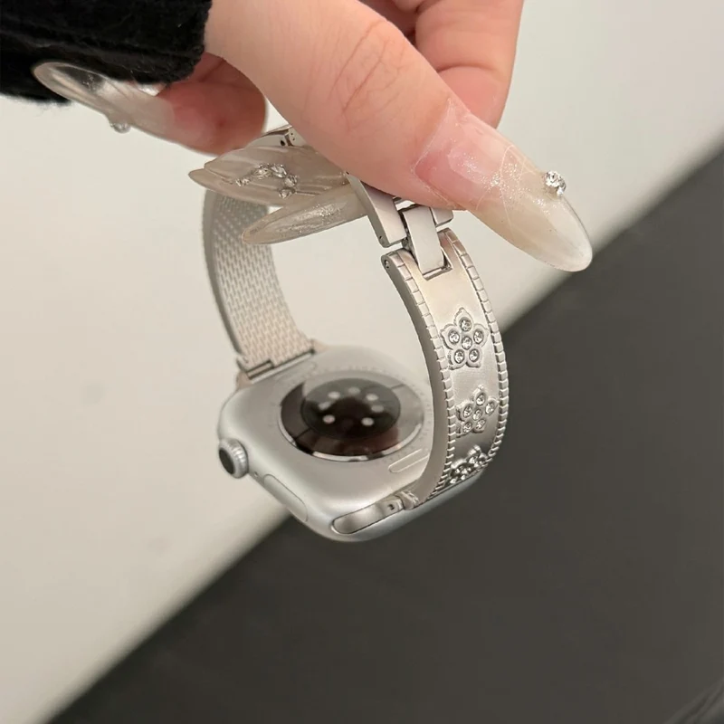 Unglaublich Modisch Apple Smartwatch Metall Und Strass Universell Armband
