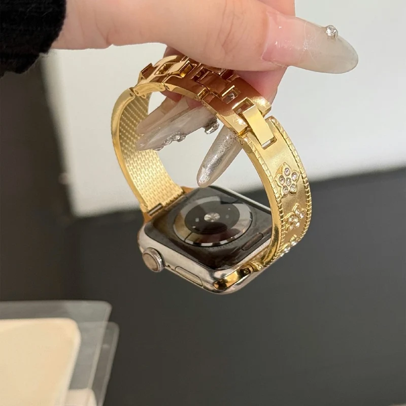 Unglaublich Modisch Apple Smartwatch Metall Und Strass Universell Armband