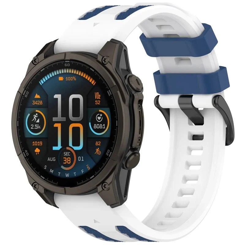 Garmin Fenix 9 Pro - 51mm Sport Grain Armband (Weiß/Blau)