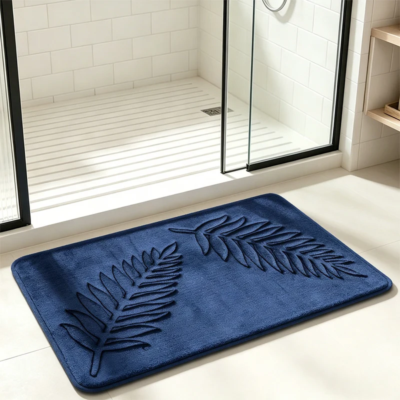 Weicher Plüsch-Blatt-Design-Badeteppich für das Badezimmer