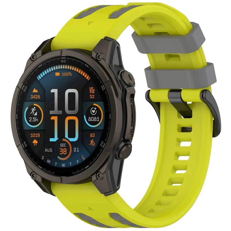 Garmin Quatix 8 - 51mm Sport Grain Armband (Limette/Dunkelgrau)