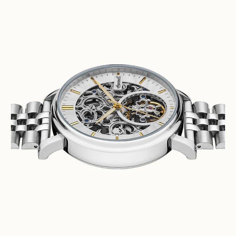Ingersoll The Charles I05803B Herrenuhr Silber • Automatikwerk • Skelett-Zifferblatt