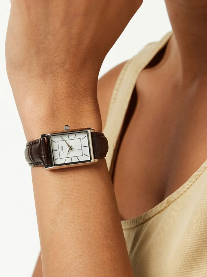 Lorus Classic RG289VX9 Damen Armbanduhr Weiß • Mineralglas • Dunkelbraunes Lederband